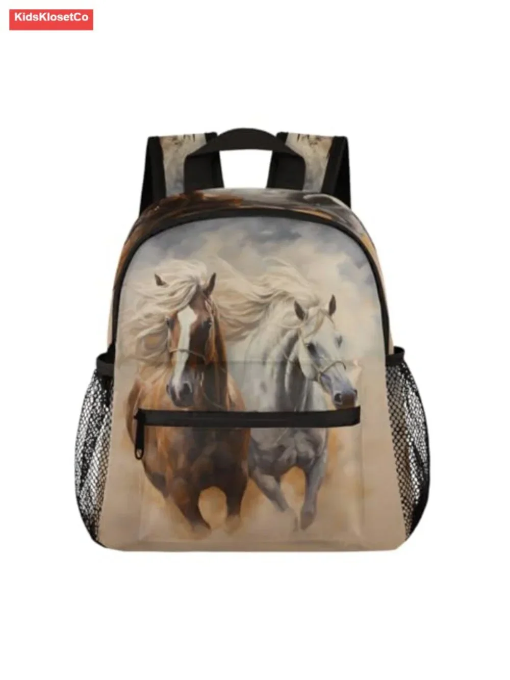 Running Horse Print Toddler Backpack Lightweight Waterproof Kids Daypack with